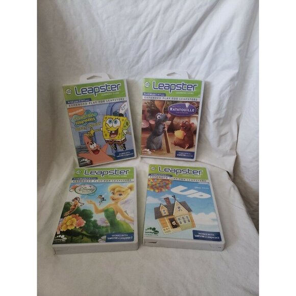 4 Leap Frog Leapster Games SpongeBob, Ratatouille,Disney Fairies & UP Used - Picture 1 of 5